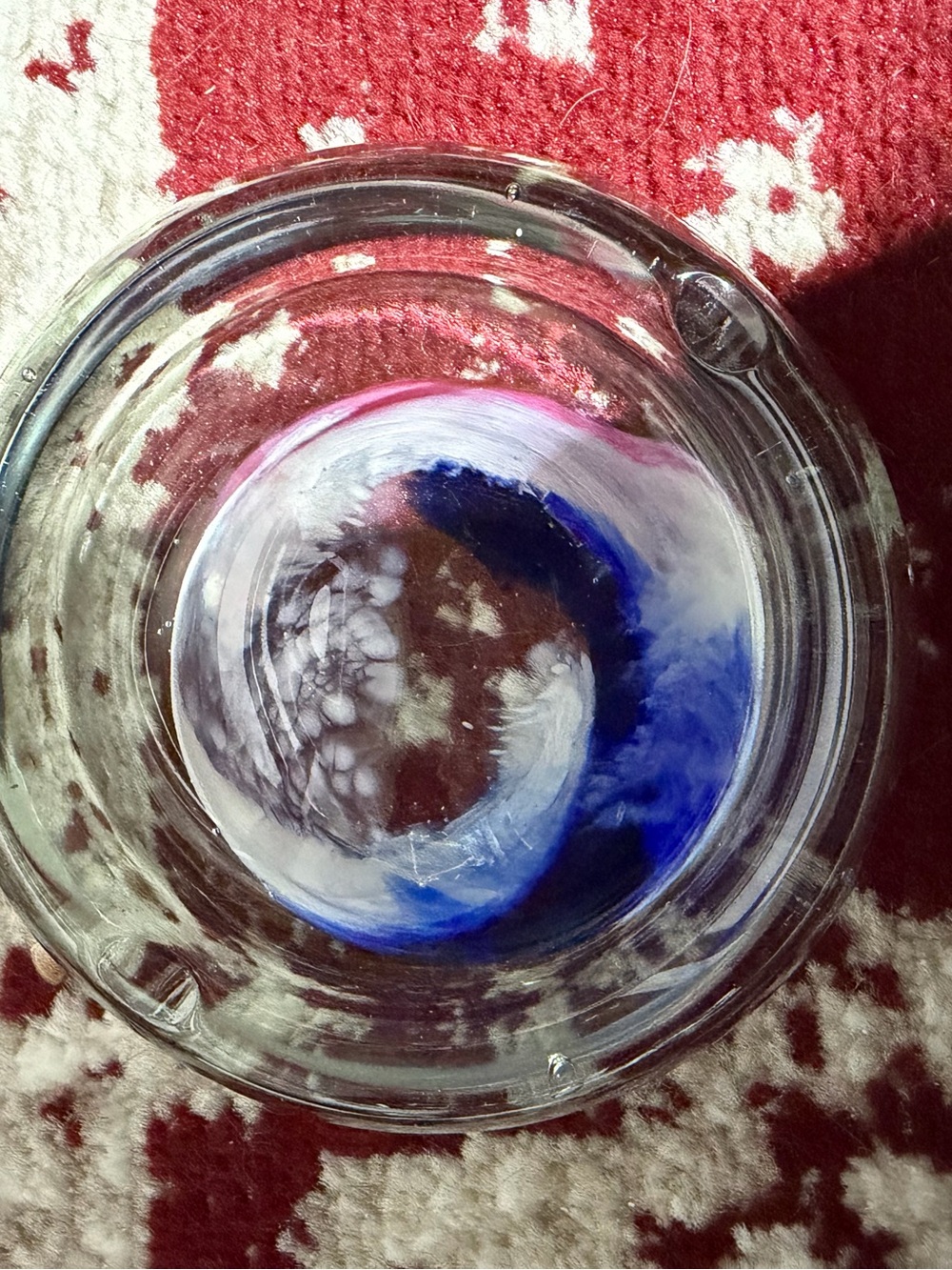 Vintage Art Glass Red, White, Blue Swirl Ashtray